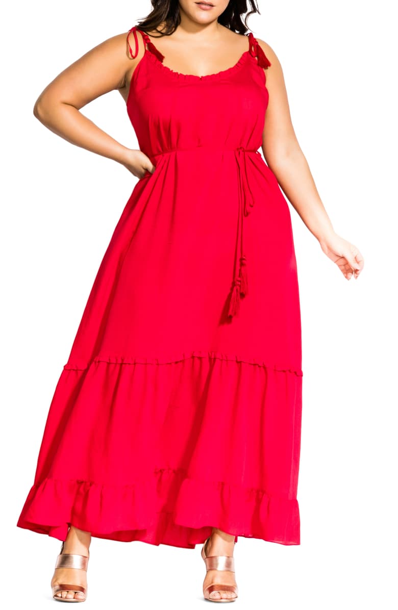 red summer dress plus size