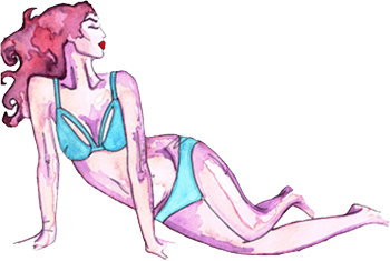 sketch of woman in bra and panties